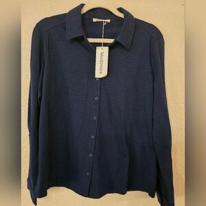 Woolovers Women's Navy Button Down Shirt
